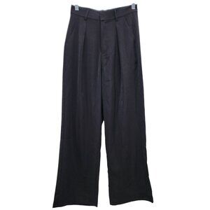 Black Wide-Leg High-Waisted Womens dress Pants Size Small With Pleats & Zip Clos